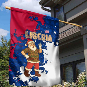 Liberia Christmas Garden Flag Santa Claus Map Graphic and Red Blue Festive - African Pride