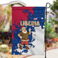 Liberia Christmas Garden Flag Santa Claus Map Graphic and Red Blue Festive - African Pride