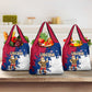 Liberia Christmas Grocery Bag Santa Claus Map Graphic and Red Blue Festive - African Pride