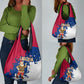 Liberia Christmas Grocery Bag Santa Claus Map Graphic and Red Blue Festive - African Pride