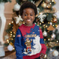 Liberia Christmas Kid Ugly Christmas Sweater Santa Claus Map Graphic and Red Blue Festive - African Pride