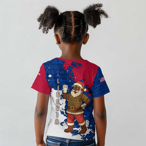 Liberia Christmas Kid T shirt Santa Claus Map Graphic and Red Blue Festive - African Pride