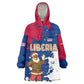 Liberia Christmas Kid Wearable Blanket Hoodie Santa Claus Map Graphic and Red Blue Festive - African Pride