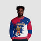 Liberia Christmas Ugly Christmas Sweater Santa Claus Map Graphic and Red Blue Festive - African Pride