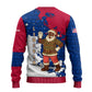 Liberia Christmas Ugly Christmas Sweater Santa Claus Map Graphic and Red Blue Festive - African Pride