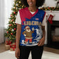 Liberia Christmas Knitted V-Neck Vest Santa Claus Map Graphic and Red Blue Festive - African Pride