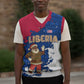 Liberia Christmas Knitted V-Neck Vest Santa Claus Map Graphic and Red Blue Festive - African Pride