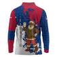 Liberia Christmas Long Sleeve Polo Shirt Santa Claus Map Graphic and Red Blue Festive - African Pride