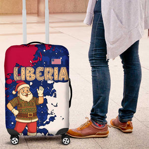 Liberia Christmas Luggage Cover Santa Claus Map Graphic and Red Blue Festive - African Pride