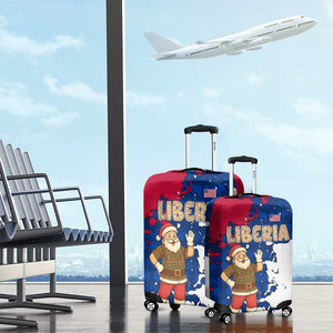 Liberia Christmas Luggage Cover Santa Claus Map Graphic and Red Blue Festive - African Pride
