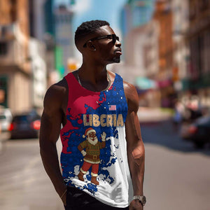 Liberia Christmas Men Tank Top Santa Claus Map Graphic and Red Blue Festive - African Pride