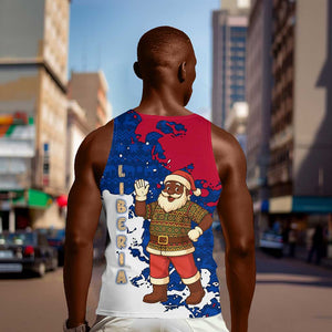 Liberia Christmas Men Tank Top Santa Claus Map Graphic and Red Blue Festive - African Pride