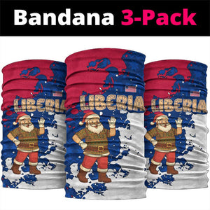 Liberia Christmas Neck Gaiter Santa Claus Map Graphic and Red Blue Festive - African Pride