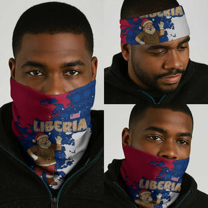 Liberia Christmas Neck Gaiter Santa Claus Map Graphic and Red Blue Festive - African Pride