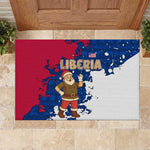Liberia Christmas Rubber Doormat Santa Claus Map Graphic and Red Blue Festive - African Pride