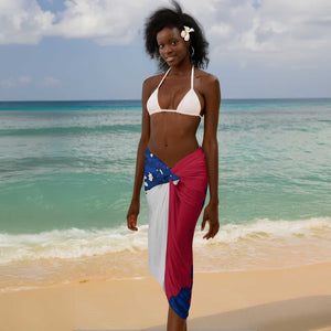 Liberia Christmas Sarong Santa Claus Map Graphic and Red Blue Festive - African Pride