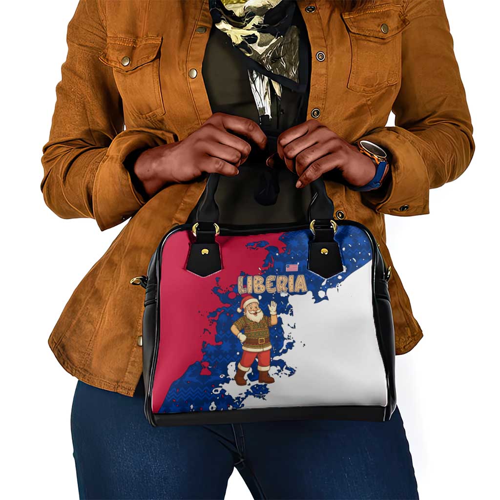 Liberia Christmas Shoulder Handbag Santa Claus Map Graphic and Red Blue Festive - African Pride