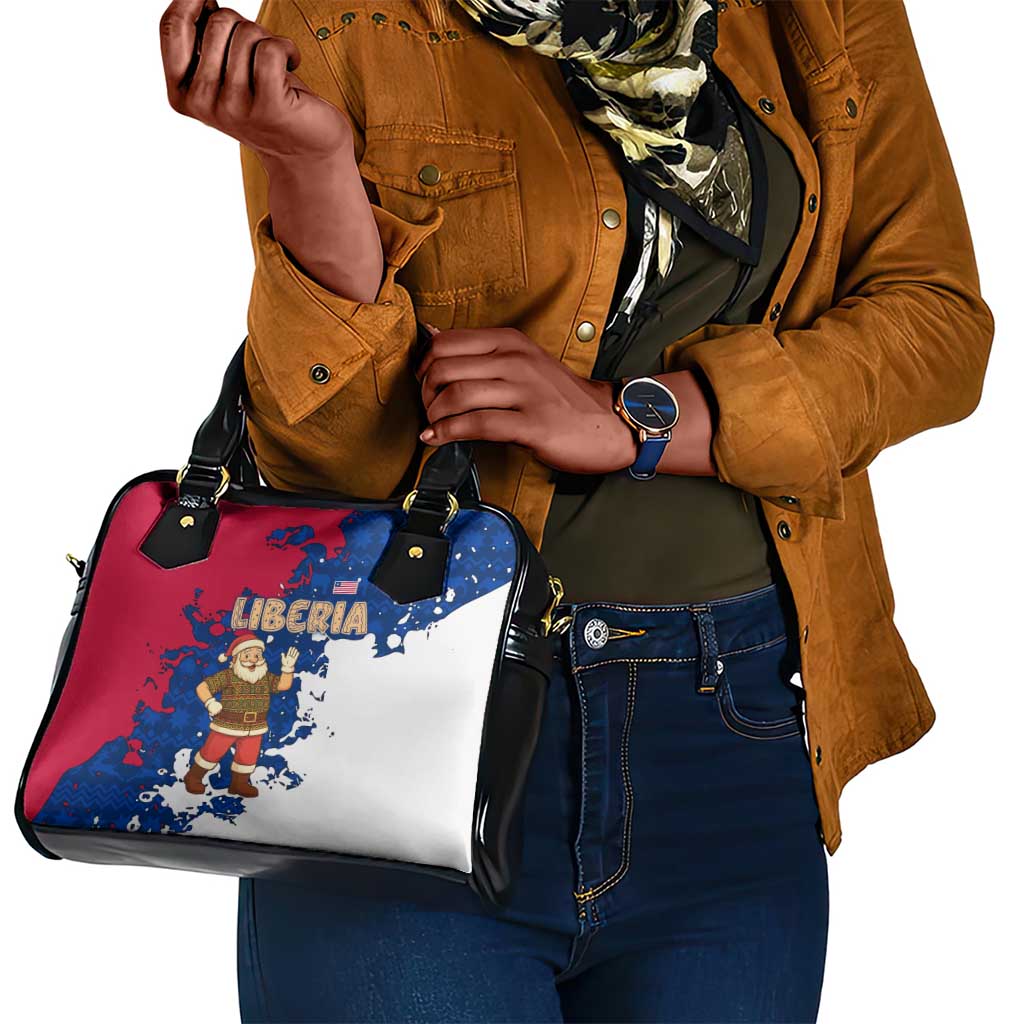 Liberia Christmas Shoulder Handbag Santa Claus Map Graphic and Red Blue Festive - African Pride