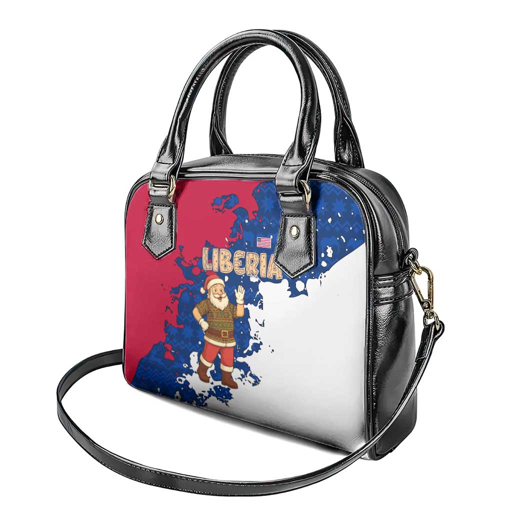 Liberia Christmas Shoulder Handbag Santa Claus Map Graphic and Red Blue Festive - African Pride