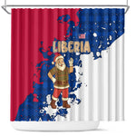 Liberia Christmas Shower Curtain Santa Claus Map Graphic and Red Blue Festive - African Pride