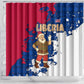 Liberia Christmas Shower Curtain Santa Claus Map Graphic and Red Blue Festive - African Pride