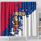 Liberia Christmas Shower Curtain Santa Claus Map Graphic and Red Blue Festive - African Pride