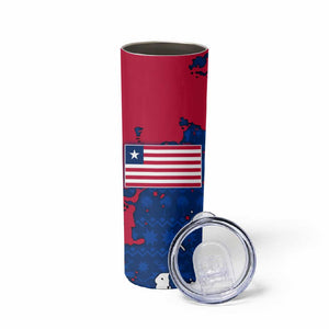 Liberia Christmas Skinny Tumbler Santa Claus Map Graphic and Red Blue Festive - African Pride
