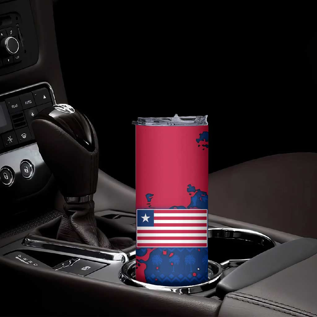 Liberia Christmas Skinny Tumbler Santa Claus Map Graphic and Red Blue Festive - African Pride
