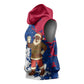 Liberia Christmas Sleeveless Hoodie Santa Claus Map Graphic and Red Blue Festive - African Pride