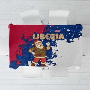 Liberia Christmas Tablecloth Santa Claus Map Graphic and Red Blue Festive - African Pride