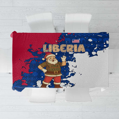 Liberia Christmas Tablecloth Santa Claus Map Graphic and Red Blue Festive - African Pride