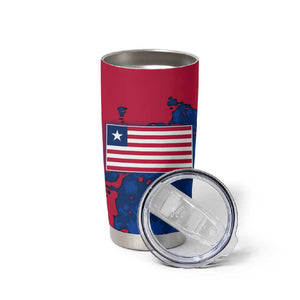 Liberia Christmas Tumbler Cup Santa Claus Map Graphic and Red Blue Festive - African Pride
