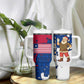 Liberia Christmas Tumbler With Handle Santa Claus Map Graphic and Red Blue Festive - African Pride