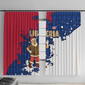 Liberia Christmas Window Curtain Santa Claus Map Graphic and Red Blue Festive - African Pride