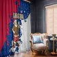 Liberia Christmas Window Curtain Santa Claus Map Graphic and Red Blue Festive - African Pride