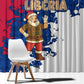 Liberia Christmas Window Curtain Santa Claus Map Graphic and Red Blue Festive - African Pride