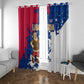 Liberia Christmas Window Curtain Santa Claus Map Graphic and Red Blue Festive - African Pride