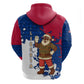 Liberia Christmas Zip Hoodie Santa Claus Map Graphic and Red Blue Festive - African Pride