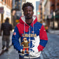 Liberia Christmas Zip Hoodie Santa Claus Map Graphic and Red Blue Festive - African Pride