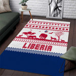 Liberia Christmas Area Rug Red Wildlife Silhouettes and White Blue Holiday - African Pride
