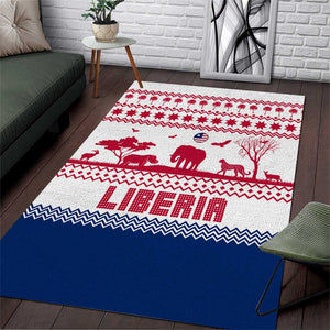 Liberia Christmas Area Rug Red Wildlife Silhouettes and White Blue Holiday - African Pride