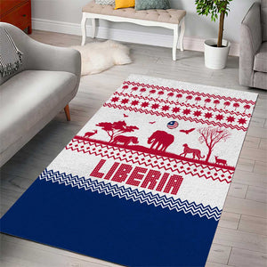 Liberia Christmas Area Rug Red Wildlife Silhouettes and White Blue Holiday - African Pride