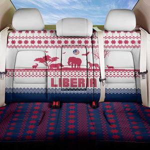 Liberia Christmas Back Car Seat Cover Red Wildlife Silhouettes and White Blue Holiday - African Pride