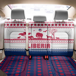Liberia Christmas Back Car Seat Cover Red Wildlife Silhouettes and White Blue Holiday - African Pride