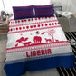 Liberia Christmas Bedding Set Red Wildlife Silhouettes and White Blue Holiday - African Pride