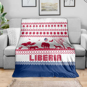 Liberia Christmas Blanket Red Wildlife Silhouettes and White Blue Holiday - African Pride