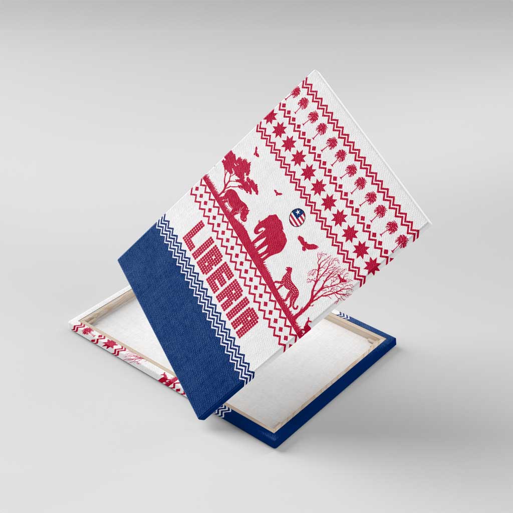 Liberia Christmas Canvas Wall Art Red Wildlife Silhouettes and White Blue Holiday - African Pride