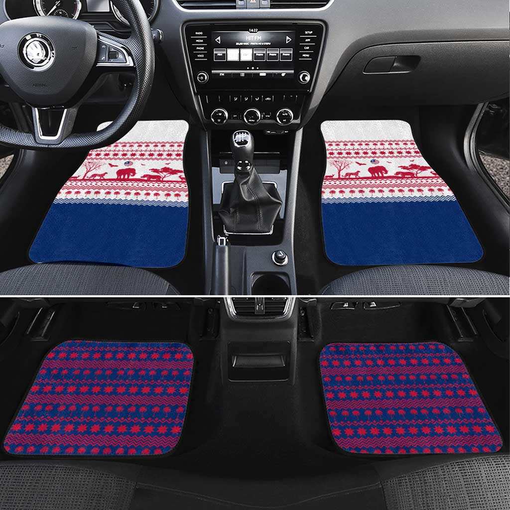 Liberia Christmas Car Mats Red Wildlife Silhouettes and White Blue Holiday - African Pride