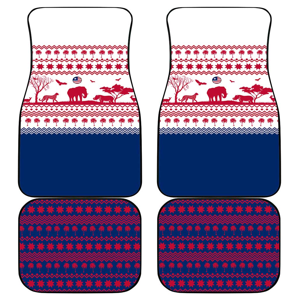 Liberia Christmas Car Mats Red Wildlife Silhouettes and White Blue Holiday - African Pride