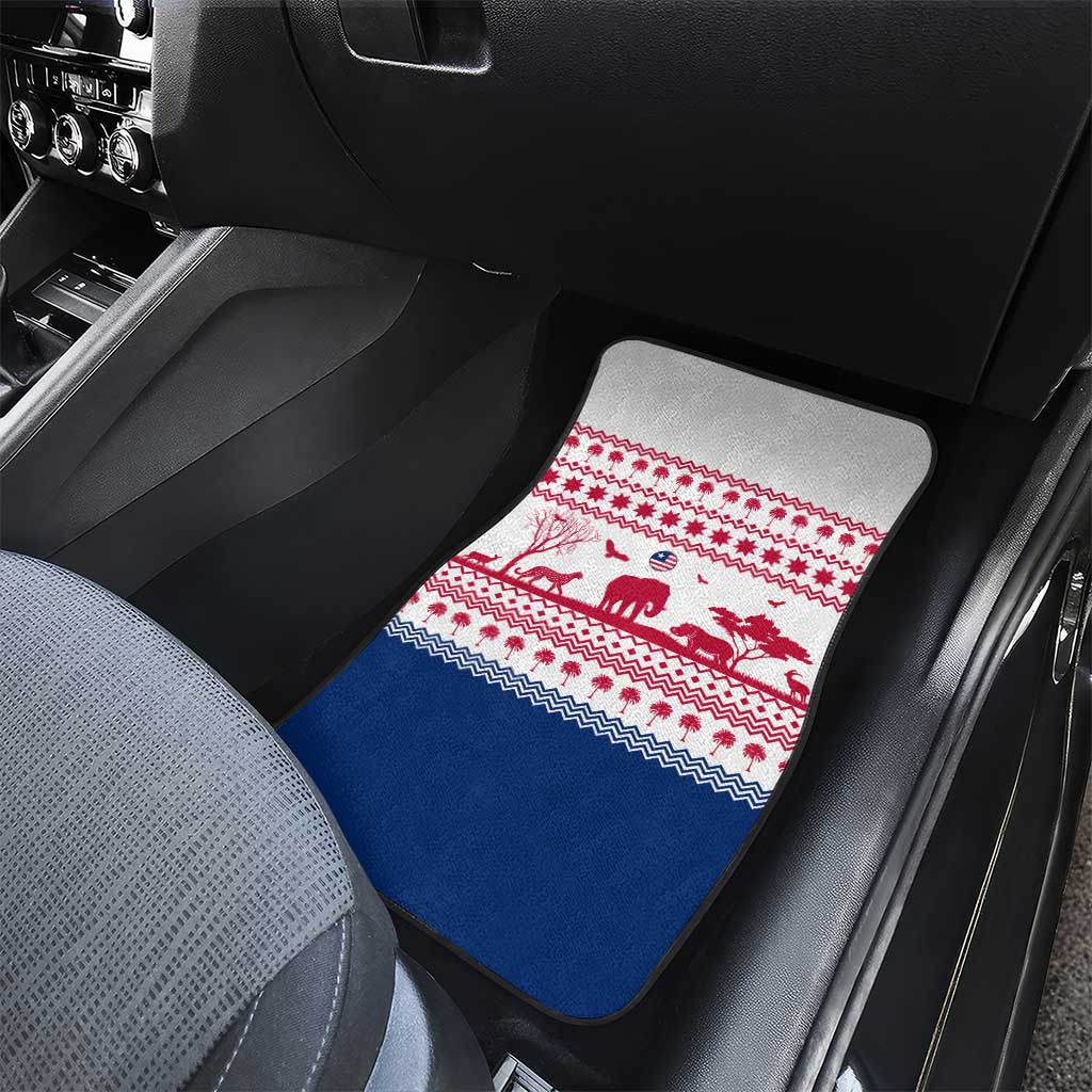 Liberia Christmas Car Mats Red Wildlife Silhouettes and White Blue Holiday - African Pride